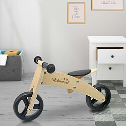 Vélo Sans Pédales Montessori Robincool Fast Wheels 63x32x36cm Transformable en Tricycle Bois Éco Couleur Naturel et Noir