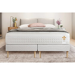 LITIER DELUXE Ensemble Le Vingt-Huit 160 x 200 cm double sommiers Blanc