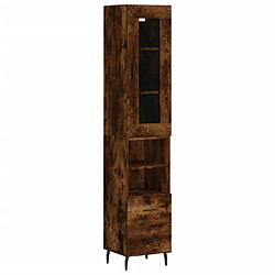 vidaXL Buffet haut Chêne fumé 34,5x34x180 cm Bois d'ingénierie