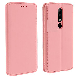 Avizar Housse Nokia 5.1 Plus Étui folio Porte-cartes Fonction Support - Rose champagne