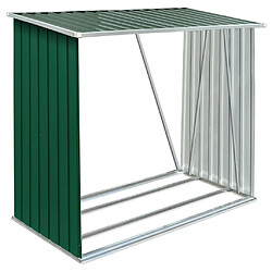 vidaXL Abri de stockage de bois Acier galvanisé 163x83x154 cm Vert