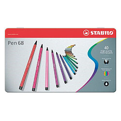 Stylo feutre Stabilo Pen 68 couleurs assorties - Boîte de 40