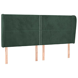 vidaXL Tête de lit avec oreilles Vert foncé 203x23x118/128 cm Velours