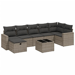 vidaXL Salon de jardin 8 pcs avec coussins gris résine tressée