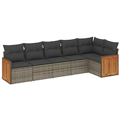 Maison Chic Salon de jardin 6 pcs avec coussins | Ensemble de Table et chaises | Mobilier d'Extérieur gris résine tressée -GKD64272