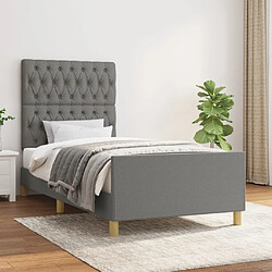 Maison Chic Lit adulte - Cadre Structure de lit avec tête de lit Contemporain Gris foncé 90x200 cm Tissu -MN20416