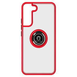 Avizar Coque Samsung Galaxy S22 Bi-matière Bague Métallique Support Vidéo rouge