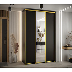 Abiks Meble Armoire à portes coulissantes Davos 3 235.2 x 160 x 60 3 portes coulissante (Noir/Noir/Or)