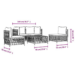 vidaXL Salon de jardin avec coussins 5 pcs anthracite acier pas cher