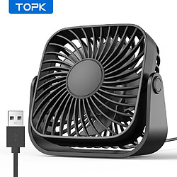 Avis (Noir) TOPK Mini Ventilateur Portable USB de 4 pouces pour le Camping, ventilateur Personnel de Table de Bureau Silencieux à 3 Vitesses, ventilateurs debout à 360 réglages pour la Maison de la chambre