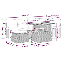 vidaXL Salon de jardin 8 pcs avec coussins gris résine tressée pas cher