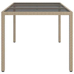 Avis vidaXL Table de jardin 150x90x75 cm Verre trempé/résine tressée Beige