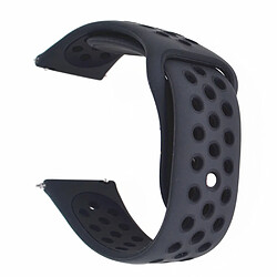 Bracelet en silicone creux 20mm bicolore tout noir pour votre Garmin Forerunner 645 Music/Vivoactive 3/Vivomove HR