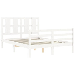 Maison Chic Cadre/structure de lit avec tête de lit pour adulte - Lit Moderne Chambre blanc 140x190 cm bois massif -MN46752 pas cher