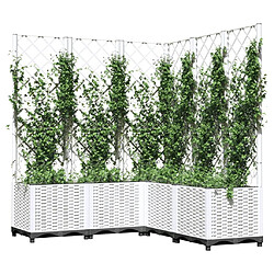 Avis Maison Chic Jardinière,Bac à fleurs avec treillis - pot de fleur Blanc 120x120x136 cm PP -GKD94737