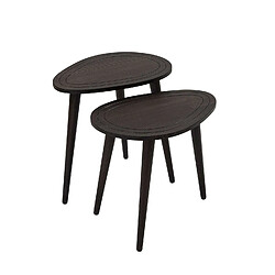 Toilinux Lot de 2 tables d'appoint Théodore en bois massif - Gris foncé