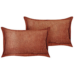 Beliani Lot de 2 coussins ZINNIA Velours côtelé 47 x 27 cm Unicolore Marron doré