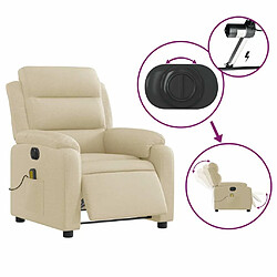 Maison Chic Fauteuil Relax pour salon, Fauteuil inclinable de massage électrique crème tissu -GKD96832 pas cher