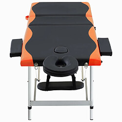 vidaXL Table de massage pliable 3 zones Aluminium Noir et orange