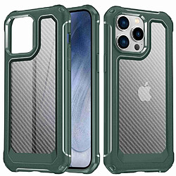 Coque en TPU anti-rayures, texture fibre de carbone pour votre iPhone 14 Pro - vert