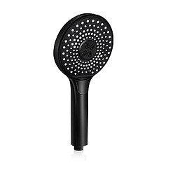 NETTLIFE Pommeau de douche noir douchette ronde à économie d'eau avec 3 jets douchette augmentant la grande pression, avec bouton pour régler le débit d'eau, douche économe en énergie avec tuyau de 1,5 m support de douche salle de bain