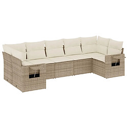 vidaXL Salon de jardin avec coussins 7 pcs beige résine tressée