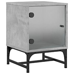 vidaXL Table de chevet avec porte en verre gris béton 35x37x50 cm