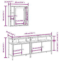 vidaXL Ensemble d'armoires salle de bain 3 pcs noir bois d'ingénierie pas cher