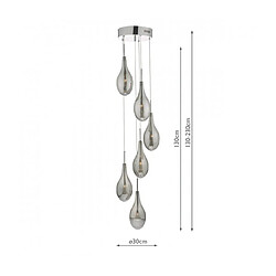 Luminaire Center Suspension Seta Chrome poli,verre fumé 6 ampoules 130cm pas cher