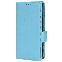 Etui en PU texture litchi avec support, bleu clair pour votre Realme C11