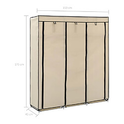 vidaXL Armoire avec compartiments et barres Crème 150x45x175 cm Tissu pas cher