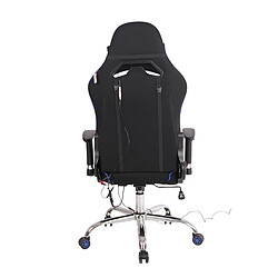 Acheter Decoshop26 Fauteuil de bureau gamer design sportif fonction de massage chauffant avec coussins en tissu noir / bleu 10_0002534