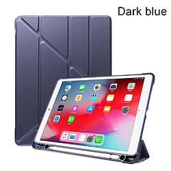 Etui en PU absorption des chocs en origami avec rainure de rangement pour crayon apple bleu foncé pour votre Apple iPad 10.2 (2019)/iPad Air 10.5 pouces (2019)/iPad Pro 10.5 pouces (2017)