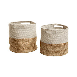 Beliani Lot de 2 corbeilles textiles beige et gris clair NAULLA