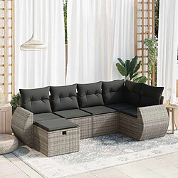 vidaXL Salon de jardin 6 pcs avec coussins gris résine tressée