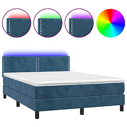 vidaXL Sommier à lattes de lit avec matelas LED Bleu foncé 140x190 cm