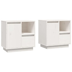 vidaXL Tables de chevet 2 pcs Blanc 50x34x50 cm Bois de pin massif