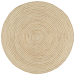 Decoshop26 Tapis fait à la main Jute avec design de spirale Blanc 120 cm DEC023512