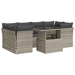 vidaXL Salon de jardin avec coussins 7 pcs gris clair résine tressée