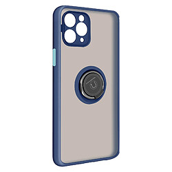 Avizar Coque IPhone 11 Pro Bi-matière Bague Métallique Support bleu nuit