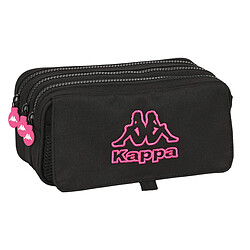 Trousse Fourre-Tout Triple Kappa Black and pink Noir (21,5 x 10 x 8 cm)