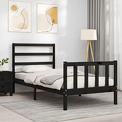 Acheter Maison Chic Cadre/structure de lit avec tête de lit pour adulte - Lit Moderne Chambre noir petit simple bois massif -MN59286