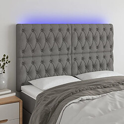 Maison Chic Tête de lit scandinave à LED,meuble de chambre Gris foncé 144x7x118/128 cm Tissu -MN13021