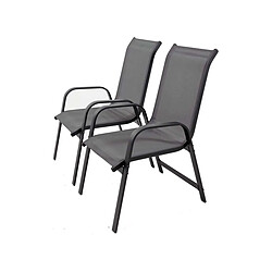 Habitat Et Jardin Fauteuil jardin Alu/Textilène Porto - Phoenix - Gris foncé - Lot de 2