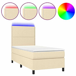 Sommier à lattes,Cadre à lattes de lit et matelas et LED pour Adulte Crème 90x190 cm Tissu -MN41694