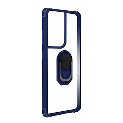 Avizar Coque Samsung S21 Ultra Bi-matière Bague Métallique Fonction Support bleu