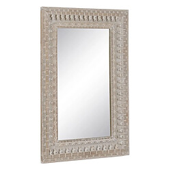 BigBuy Home Miroir mural Blanc Naturel Verre Bois de manguier Bois MDF Vertical 71,1 x 5,1 x 101,6 cm