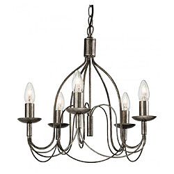 Luminaire Center Suspension 5 ampoules Regency, argent ancien