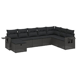 vidaXL Salon de jardin 8 pcs avec coussins noir résine tressée