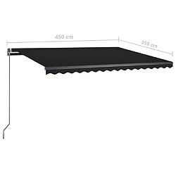 vidaXL Auvent manuel rétractable avec LED 450x350 cm Anthracite pas cher